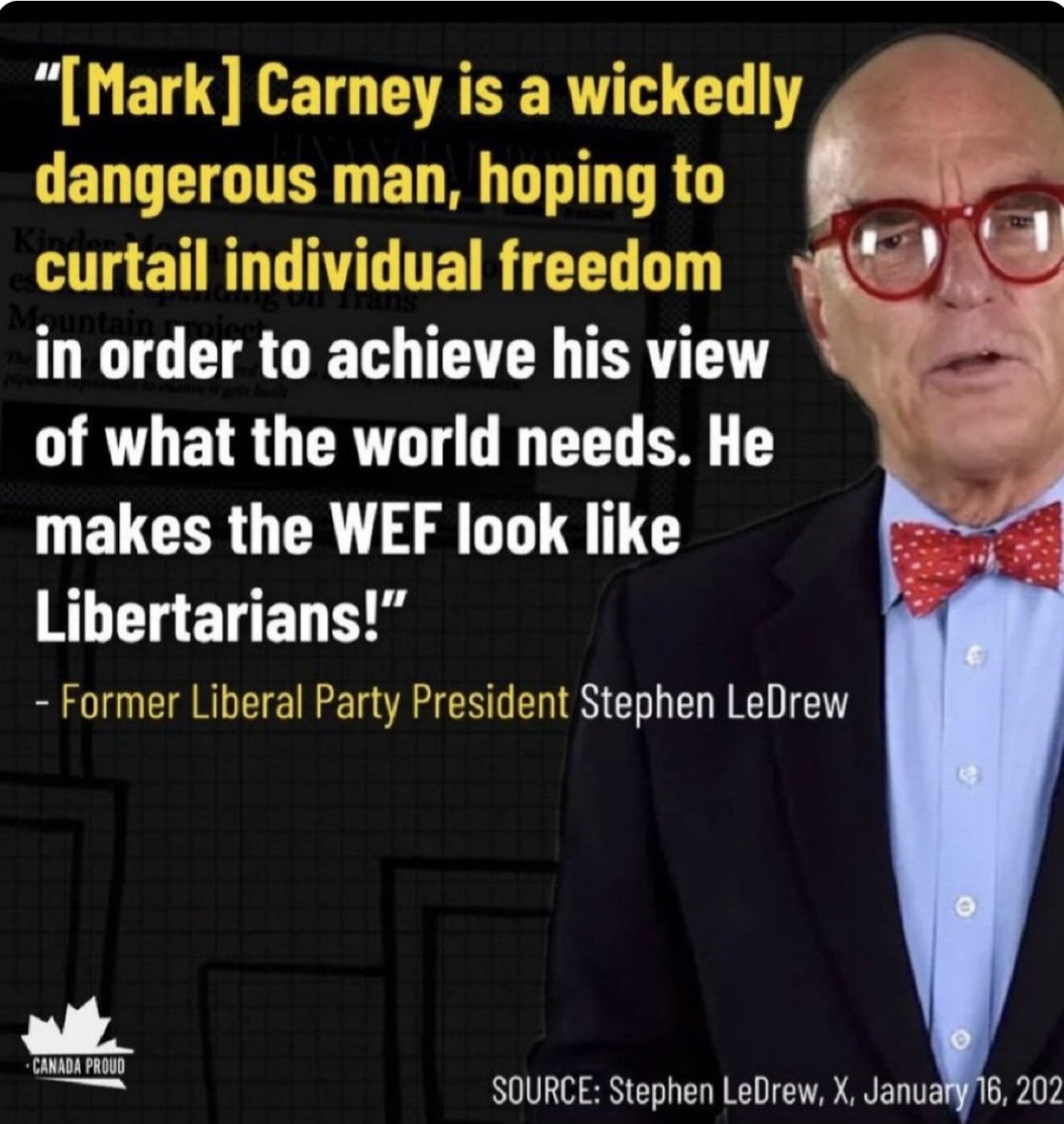 SaskLass's tweet image. This is what the former LIBERAL party president had to say about Mark Carney