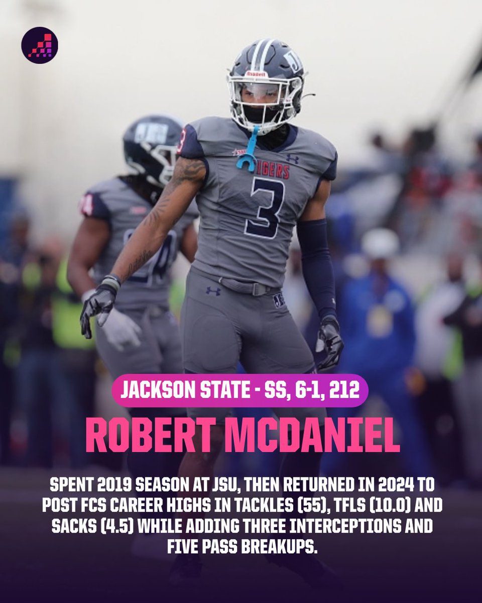 OptaAnalystFCS's tweet photo. Jackson State SS Robert McDaniel will sign a UDFA deal with the Washington Commanders, @ladylib1922 reports. https://t.co/EoAsxoCdT5