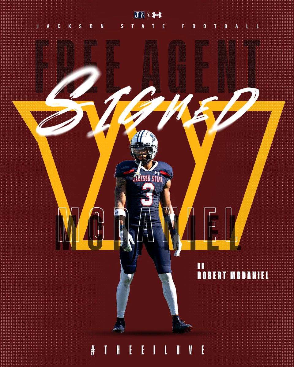 Jackson State Football (@gojsutigersfb) on Twitter photo Defensive Back Robert McDaniel has signed with the Washington Commanders 🔥💙🐅
<a href="/DaOfficialRob/">Robert McDaniel</a> x <a href="/Commanders/">Washington Commanders</a>
#NFLDraft2025 #GuardTheeYard Defensive Back Robert McDaniel has signed with the Washington Commanders 🔥💙🐅
<a href="/DaOfficialRob/">Robert McDaniel</a> x <a href="/Commanders/">Washington Commanders</a>
#NFLDraft2025 #GuardTheeYard