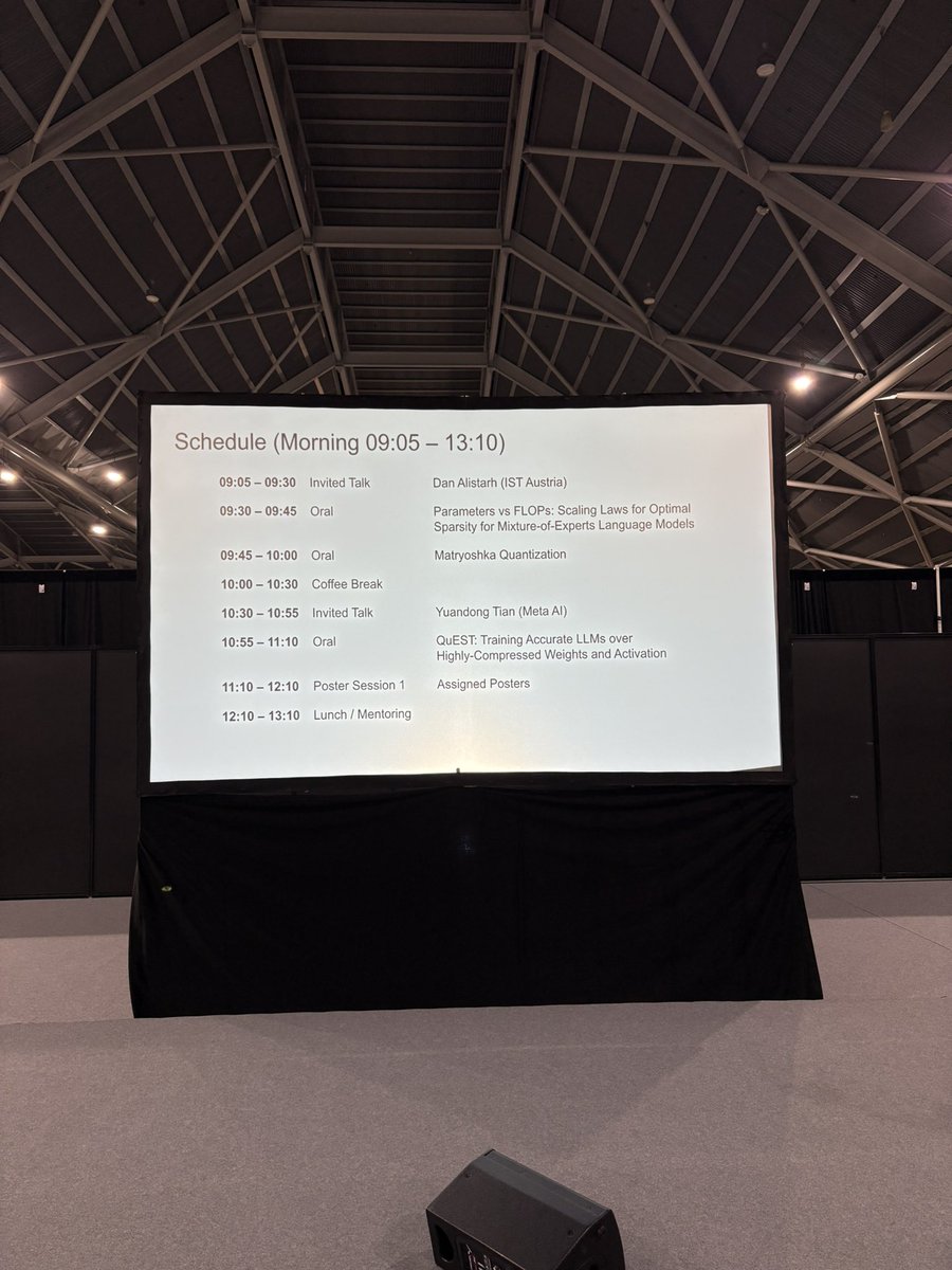 Ashwinee Panda (@pandaashwinee) on Twitter photo our workshop on sparsity in LLMs is starting soon in Hall 4.7! we’re starting strong with an invited talk from <a href="/DAlistarh/">Dan Alistarh</a> and an exciting oral on scaling laws for MoEs! our workshop on sparsity in LLMs is starting soon in Hall 4.7! we’re starting strong with an invited talk from <a href="/DAlistarh/">Dan Alistarh</a> and an exciting oral on scaling laws for MoEs!