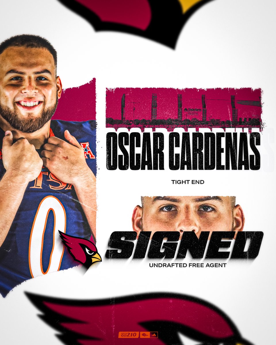 UTSA Football ๐ (@utsaftbl) on Twitter photo #210TriangleOfToughness โถ๏ธ Valley of the Sun ๐๏ธ
<a href="/OCardenas84_/">Oscar Cardenas 8๏ธโฃ4๏ธโฃ</a> is headed to the <a href="/AZCardinals/">Arizona Cardinals</a>!
#BuiltByUTSA | #BirdsUp ๐ค #210TriangleOfToughness โถ๏ธ Valley of the Sun ๐๏ธ
<a href="/OCardenas84_/">Oscar Cardenas 8๏ธโฃ4๏ธโฃ</a> is headed to the <a href="/AZCardinals/">Arizona Cardinals</a>!
#BuiltByUTSA | #BirdsUp ๐ค