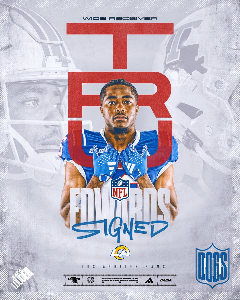 LA Tech Football ๐ (@latechfb) on Twitter photo Tru Edwards has signed with the Los Angeles Rams as an undrafted free agent
<a href="/tru_kenu16/">Tru ๐ค๐พ</a> x <a href="/RamsNFL/">Los Angeles Rams</a>
#๐๐ซ๐จ๐๐จ๐ ๐ฌ ๐ถ Tru Edwards has signed with the Los Angeles Rams as an undrafted free agent
<a href="/tru_kenu16/">Tru ๐ค๐พ</a> x <a href="/RamsNFL/">Los Angeles Rams</a>
#๐๐ซ๐จ๐๐จ๐ ๐ฌ ๐ถ