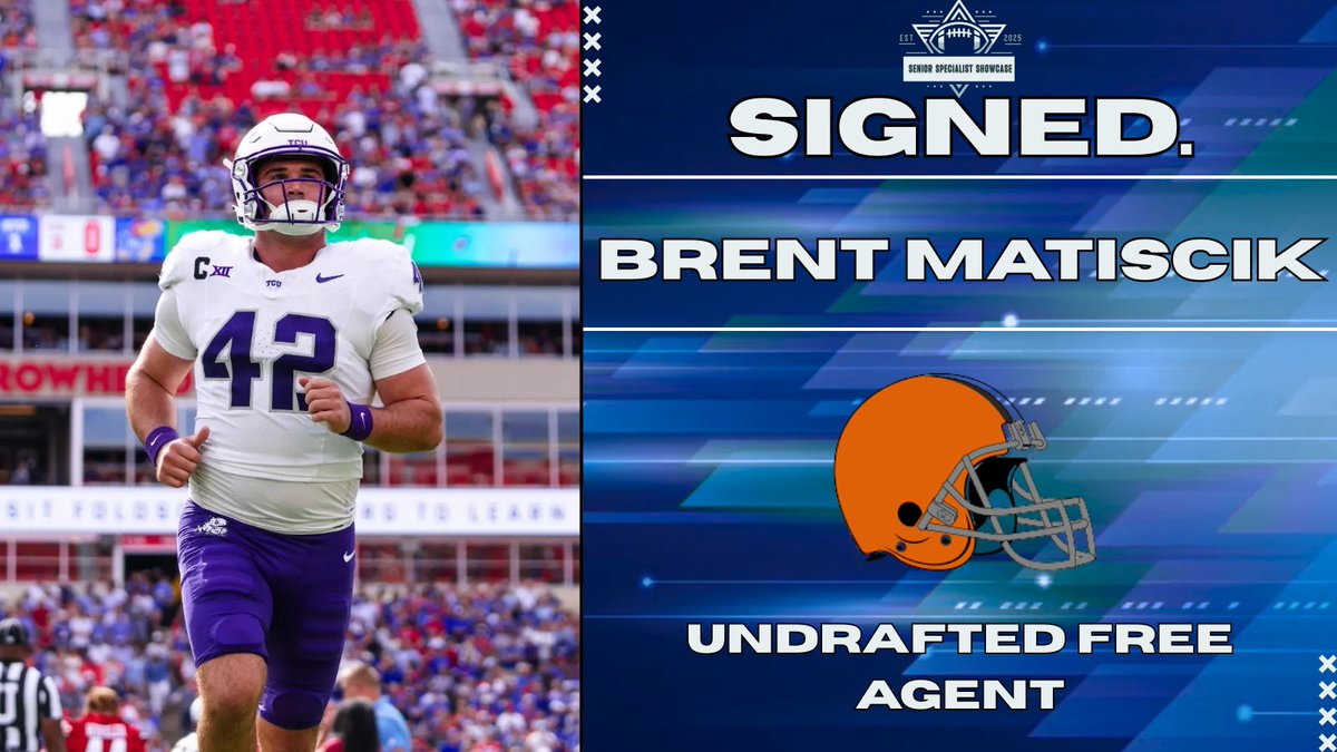 Senior Specialist Showcase (@sr_specshowcase) on Twitter photo Congratulations to Senior Specialist Showcase alumnus <a href="/BrentMatiscik/">Brent Matiscik</a> for signing as a UDFA with the Cleveland Browns! Congratulations to Senior Specialist Showcase alumnus <a href="/BrentMatiscik/">Brent Matiscik</a> for signing as a UDFA with the Cleveland Browns!