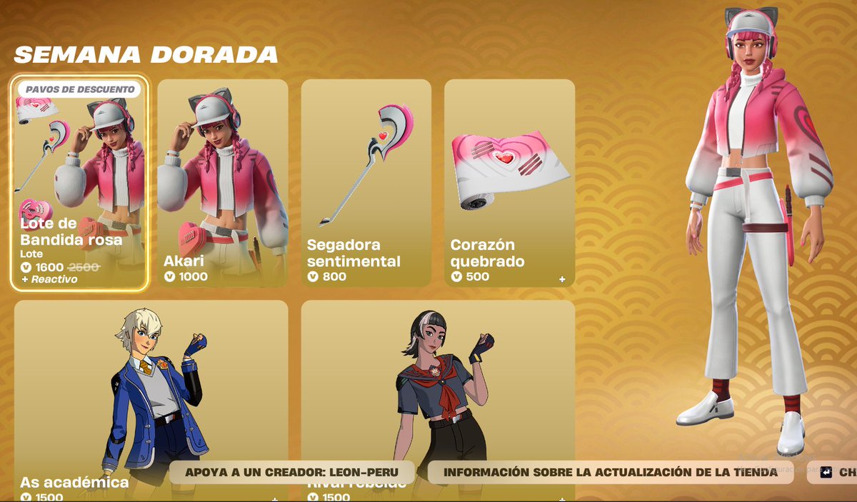 LeonPeruStore's tweet image. ⭐𝐅𝐎𝐑𝐓𝐍𝐈𝐓𝐄 𝐒𝐊𝐈𝐍 𝐕𝐈𝐀 𝐑𝐄𝐆𝐀𝐋𝐎 Tienda 26/03‼️
Los regalos de skin, mochilas, picos y otros que están en la tienda de FORTNITE. Yo te los envió vía regalo a tu cuenta, dame privado 🙂 S/ 1.80 cada 100 pavos - Pavos legal y con garantia ! Dame privado 💬