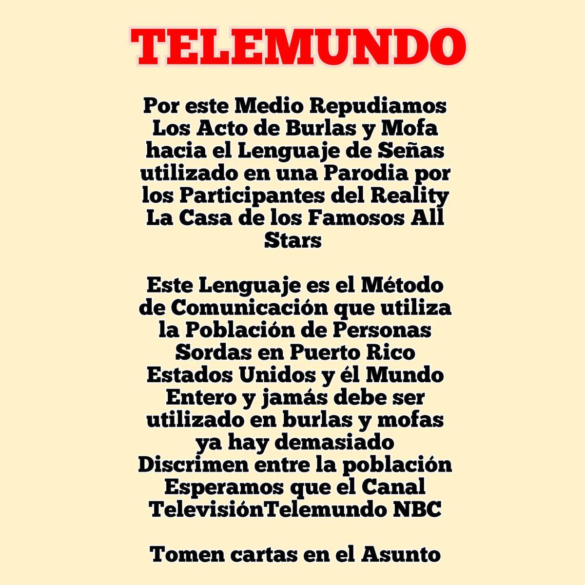 Cariel2104's tweet photo. Este reality ya dejó de ser divertido es una vergüenza que se burlen así de la comunidad sorda, esto no puede ser permitido, Telemundo ya pasó los límites del respeto. @EndemolShineBD @LaJefaTLMD @TelemundoPR @Telemundo Es increíble como la reputación de Telemundo sigue cayendo. https://t.co/YaLGSAr2kU