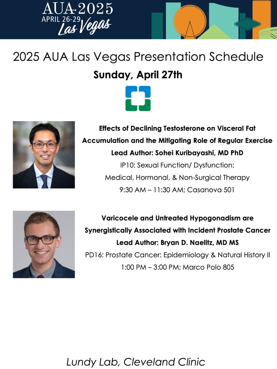 ScottLundyMDPhD's tweet image. What an incredible meeting so far! Don't miss tomorrow's @cleclinuro infertility/men's health presentations by superstars @SoheiKuriMDPhD @BlitzUro @LeilaMomtaziMar and @MarceloMass96 #AUA2025 @AmerUrological @SSMR_malefactor with a special @MOBYUSgroup Happy Hour!