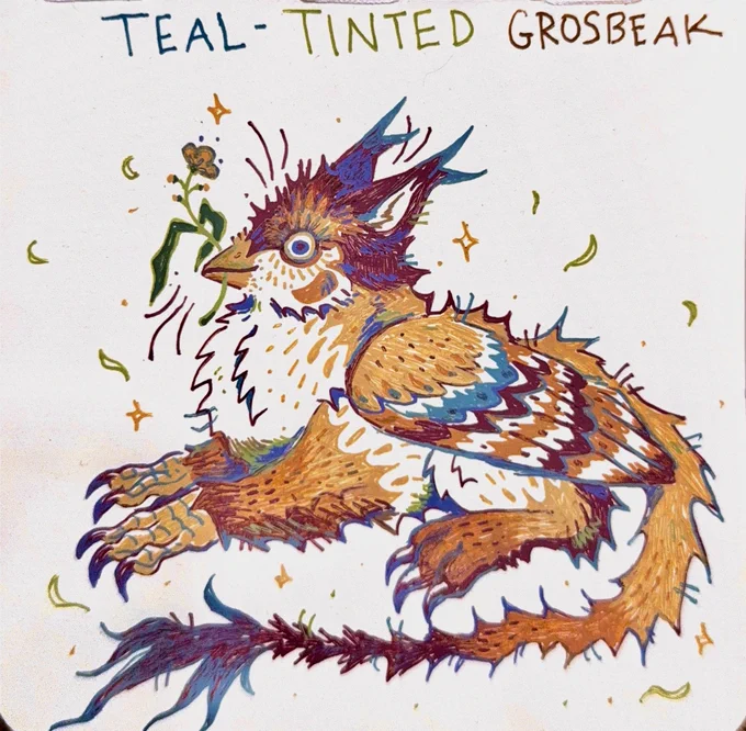 Testing out some new gel pens….making up bird griffons 