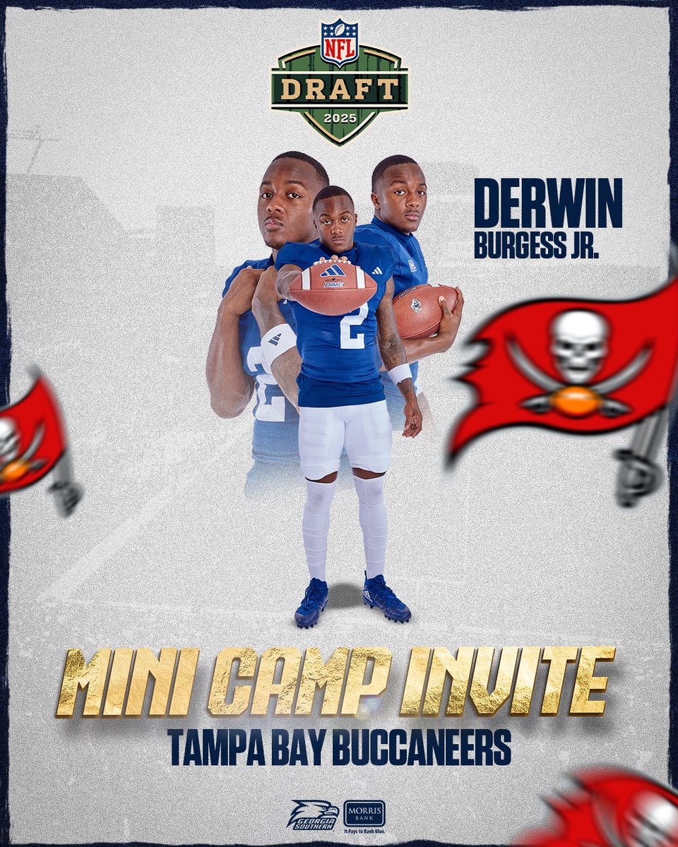 Georgia Southern Football (@gsathletics_fb) on Twitter photo From Statesboro to Tampa Bay 🏴☠️
#HailSouthern | <a href="/derwinnn2/">Derwin Burgess Jr</a> | <a href="/Buccaneers/">Tampa Bay Buccaneers</a> From Statesboro to Tampa Bay 🏴☠️
#HailSouthern | <a href="/derwinnn2/">Derwin Burgess Jr</a> | <a href="/Buccaneers/">Tampa Bay Buccaneers</a>