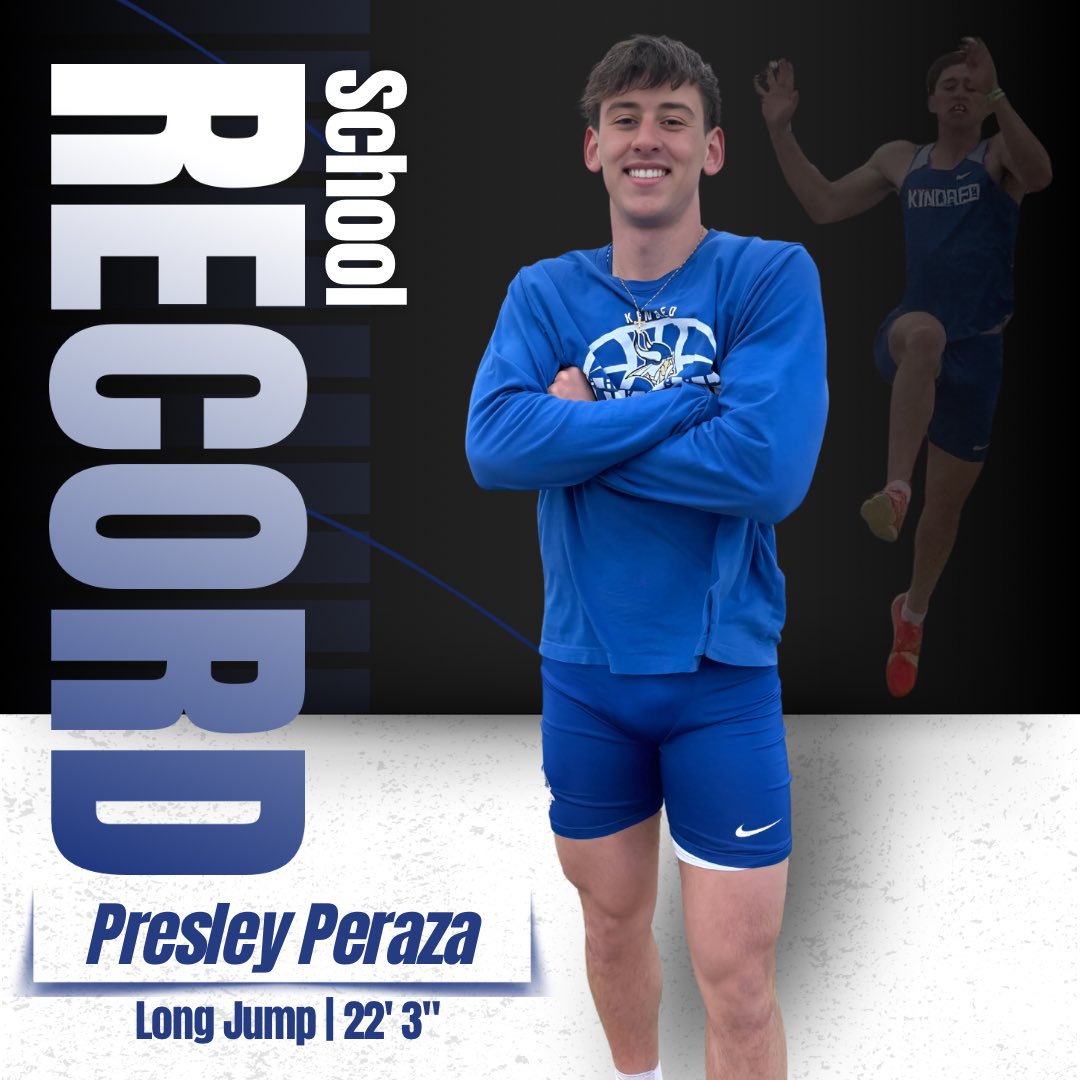 ‼️SCHOOL RECORD‼️

Presley now owns the outdoor Long Jump record outright!  He has shared the record with Scott Cramer since last year. Today, he broke that record by 1!” 

🏆 Long Jump
🤩 Presley Peraza
📏 22’ 3”

🌟Presley Peraza (2024 - 22’ 2”) &amp; Scott Cramer (2014 - 22’ 2”)