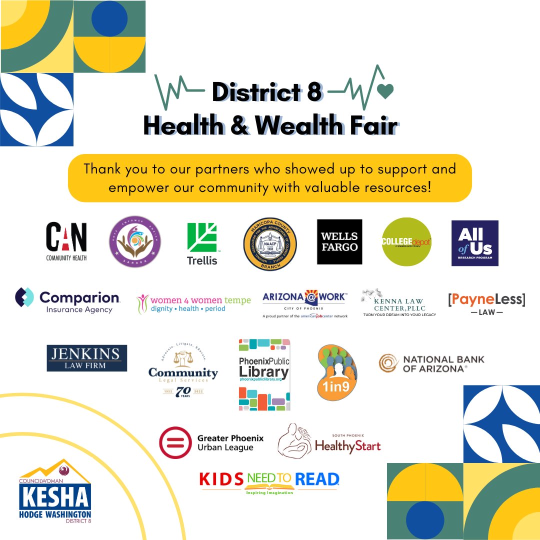 Huge thanks to our amazing community partners who helped make the Health &amp; Wealth Fair at South Phoenix Youth Center possible. Your support and resources make a real difference in District 8!🙌

#District8 #HealthAndWealthFair #Community