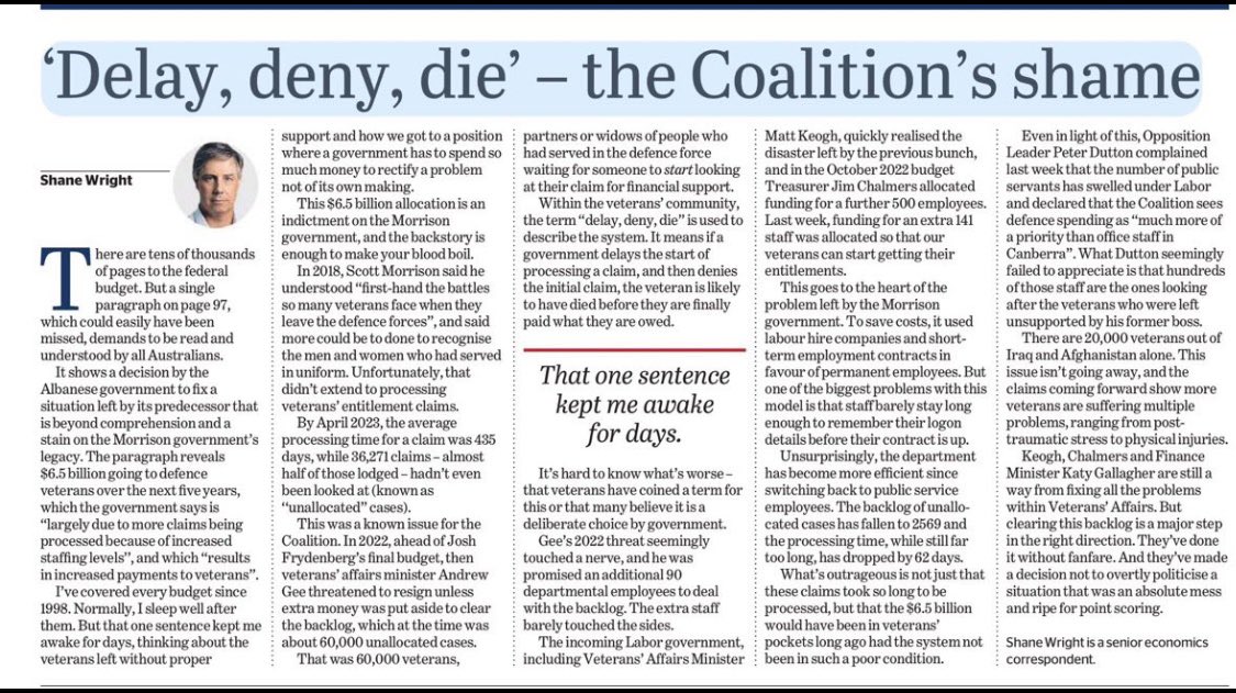 AliFranceMP's tweet photo. Veterans, before you vote read this. Spot on 👇 #auspol #veterans https://t.co/PEmX26MORT