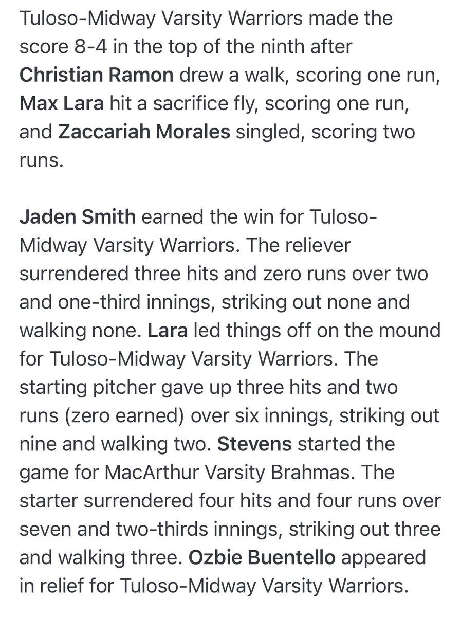 Jkmoody44's tweet photo. ⚾️GM 31 Final: @TMWarriorBSBL 8  SA MacArthur 4 #ShowTime 212 #WE @LosTrevino18 @landin4d @ChristianRamon_ @ZakMorales2026 @Max_Lara3 @Jadenyayyay @OzbieB @patacosta55 @SouthTexasHigh1 @4ATxHsBaseball https://t.co/4LjlNhIg7Q