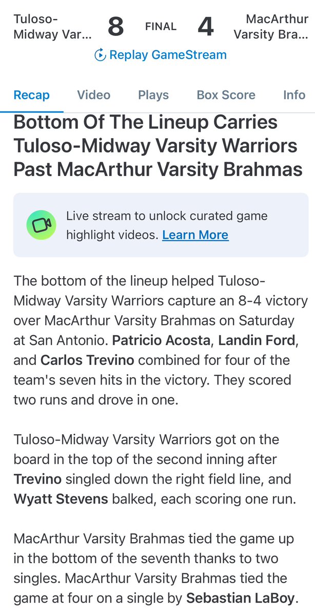 Jkmoody44's tweet photo. ⚾️GM 31 Final: @TMWarriorBSBL 8  SA MacArthur 4 #ShowTime 212 #WE @LosTrevino18 @landin4d @ChristianRamon_ @ZakMorales2026 @Max_Lara3 @Jadenyayyay @OzbieB @patacosta55 @SouthTexasHigh1 @4ATxHsBaseball https://t.co/4LjlNhIg7Q