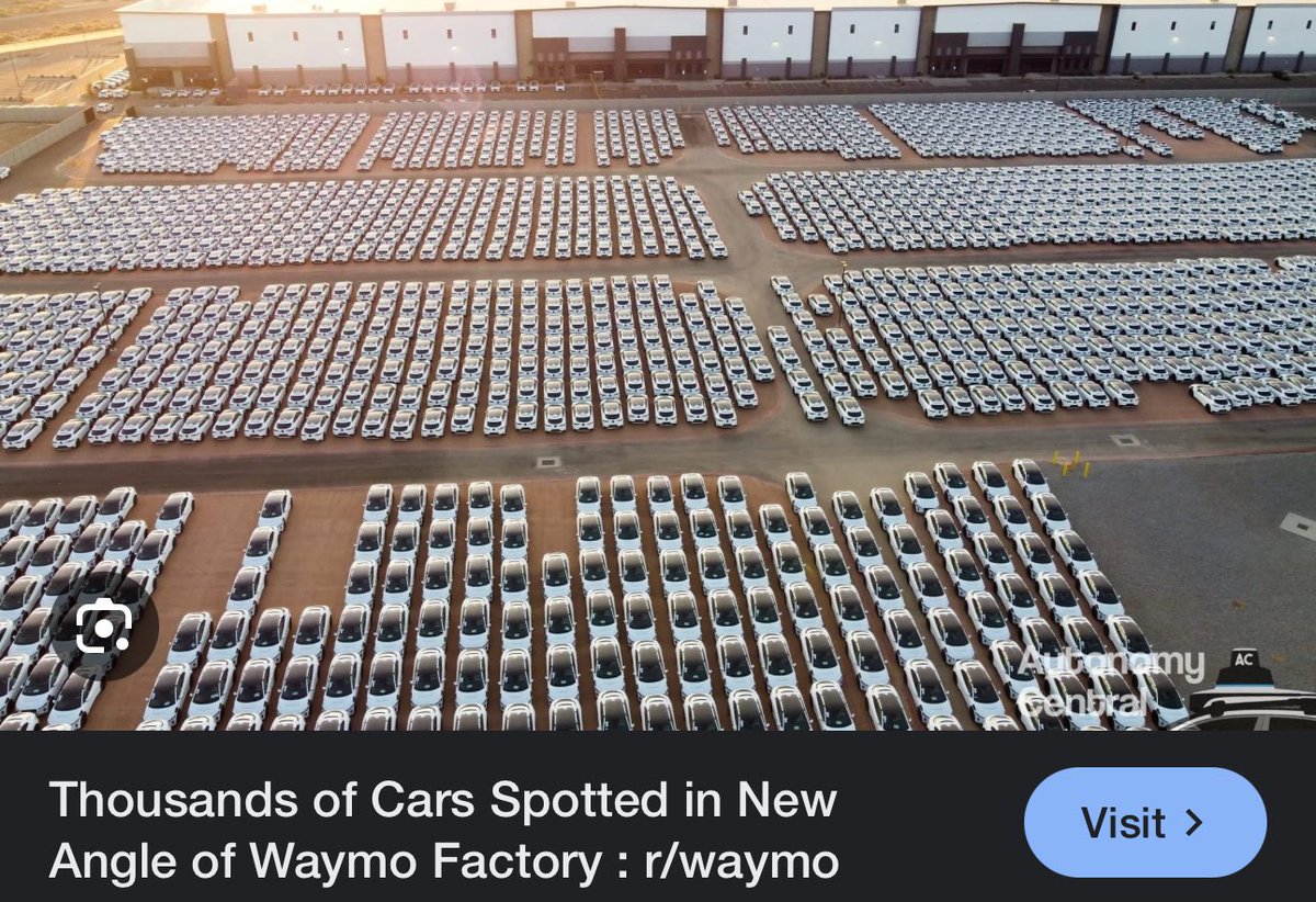Waymo faithful make their holy pilgrimage to the Magna factory in Arizona, the sacred birthplace of all Waymos. They cross the burning asphalt to offer prayers to lidar spires in hopes that the blessing of Waymo comes to their roads.