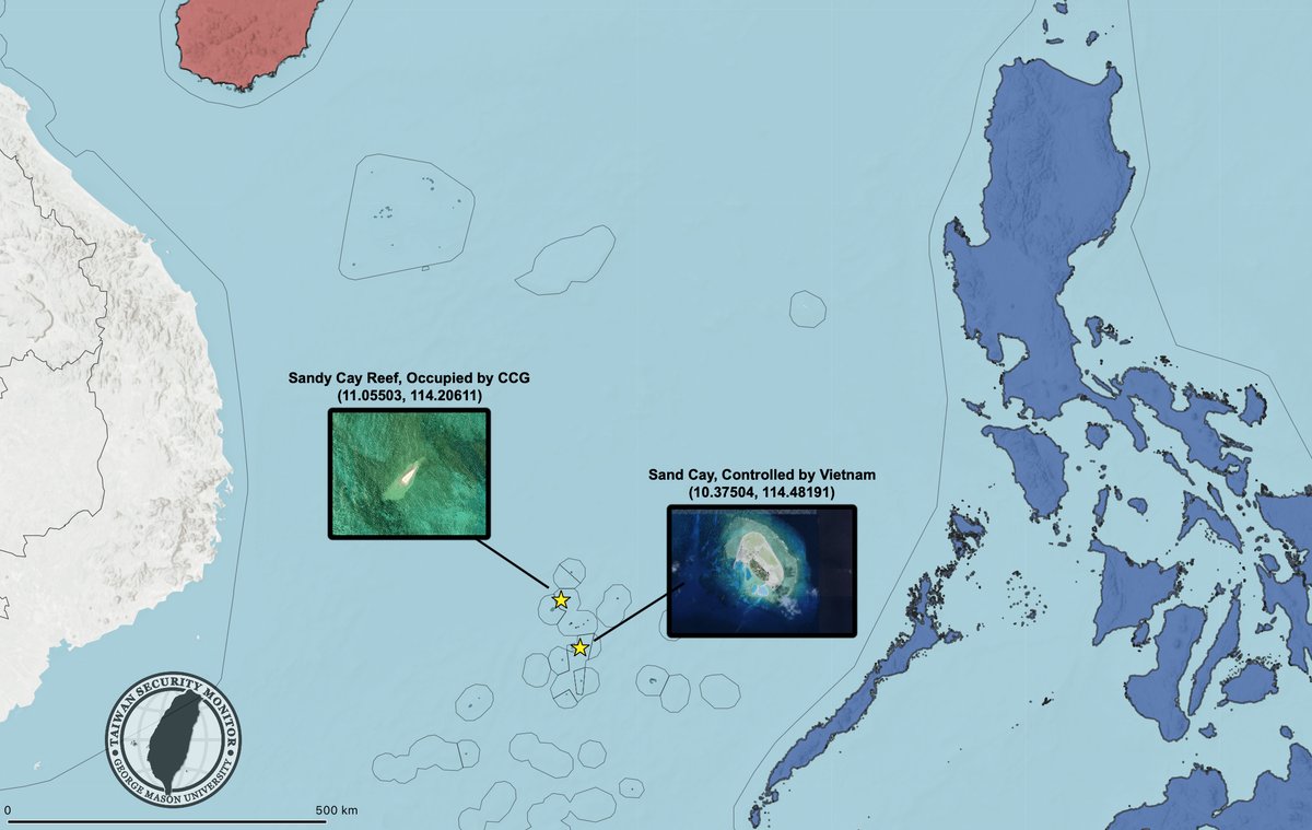UPDATED VERSION: On April 25th the China Coast Guard announced it had landed on Sandy Cay Reef to "declare sovereignty" and to observe "illegal activities of the Philippines."  

Recent discussion around this announcement has conflated Sand Cay, administered by Vietnam, with