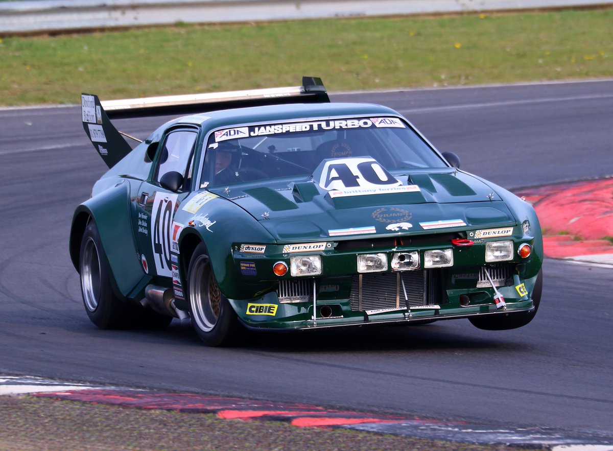 @thundersaloons 
Kevin Jones in the Triumph TR8 Le Mans on his way to a dominant victory in round one of the HSCC Historic Modsports &amp; Special Saloons Championship.
