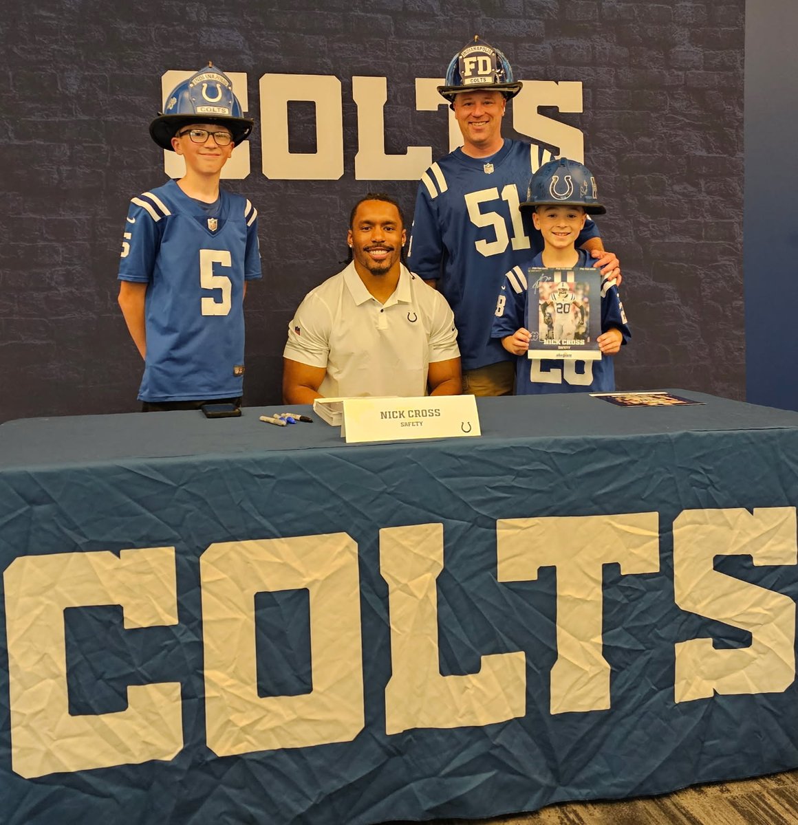 Thanks, <a href="/Colts/">Indianapolis Colts</a>, for picking us, to be part of the <a href="/Allegiant/">Allegiant Air</a> #HallOfFans at <a href="/LucasOilStadium/">Lucas Oil Stadium</a> . We had a blast today at the photo event. Can't wait to see our banner this season. #ColtsFamily <a href="/Nick_Cross26/">Nick Cross™️</a> <a href="/JimIrsay/">Jim Irsay</a> <a href="/IndyBlueCrew/">Indy Blue Crew</a> <a href="/ColtsLife/">Colts Life</a> <a href="/coltscommunity/">Colts Community</a>