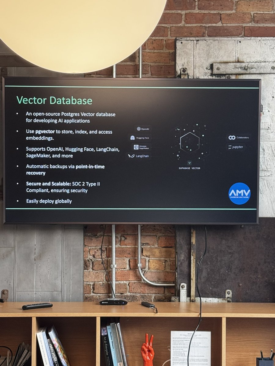 Naim Ai (@naimaitech) on Twitter photo Yesterday was our very first <a href="/Supabase/">Supabase</a> meetup in Chicago!
We got a welcome video from <a href="/kiwicopple/">Paul Copplestone - e/postgres</a> & <a href="/AntWilson/">Ant Wilson β e/postgres</a>.
In the first session, we explored Supabaseβs key features and capabilities.
We talked about Authentication, Database (Postgres), Edge Functions, Storage, and Yesterday was our very first <a href="/Supabase/">Supabase</a> meetup in Chicago!
We got a welcome video from <a href="/kiwicopple/">Paul Copplestone - e/postgres</a> & <a href="/AntWilson/">Ant Wilson β e/postgres</a>.
In the first session, we explored Supabaseβs key features and capabilities.
We talked about Authentication, Database (Postgres), Edge Functions, Storage, and