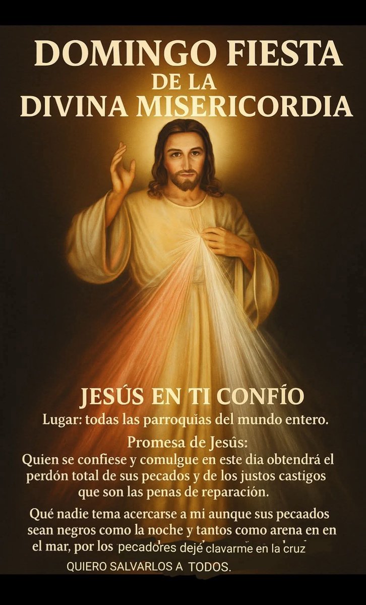 Jesus_miser's tweet photo. MAÑANA DOMINGO 27 DE ABRIL, ES LA FIESTA DE LA DIVINA MISERICORDIA. ❤️💙 EN TODAS LAS IGLESIAS CATÓLICAS DEL MUNDO. Jesús, en Ti confío🙏 https://t.co/Tw1YhytCHc
