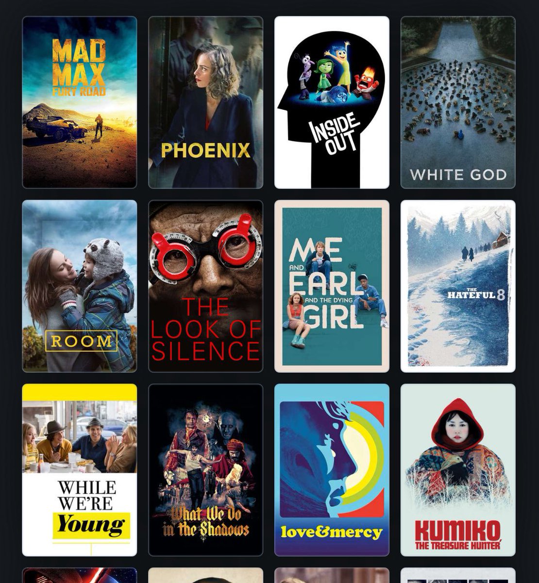 Share your 10 (ok, 12) favorite films of 2015.