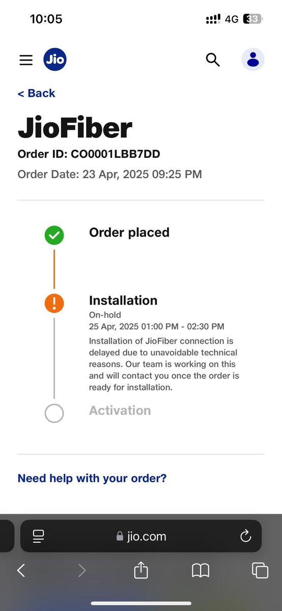 umesh27singh's tweet photo. I have raised request to relocate jiofibre on 26th April. Technician called me on 25th but i can't install as i was not available. Now no one is coming to install the jio fibre. As per tollfree adress is showing incorrect. What kind of service is this? @JioCare @reliancejio https://t.co/ysBviEYbNe