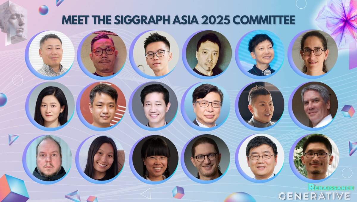 🌟 Say hello to the brilliant minds behind #SIGGRAPHAsia2025!

Meet the committee leading us into the “Generative Renaissance” this December in Hong Kong 🎨🧠
🔗 blog.siggraph.org/2025/04/get-to…

#ComputerGraphics #CG #InteractiveTech #DigitalInnovation #AI