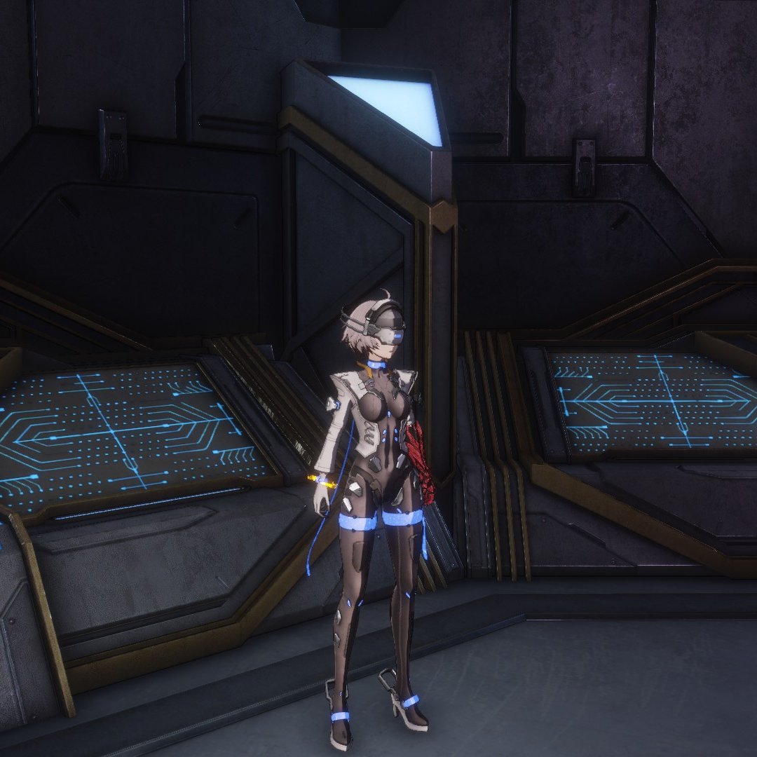 Gearedup_Fox's tweet photo. @mizukunokimi I was playing this game called AI Limit and there's an outfit that reminds me of your character design, like Hasumi with the hypno visor 🥰 I am a big fan of your artwork and games! https://t.co/3YMY3gcTuH