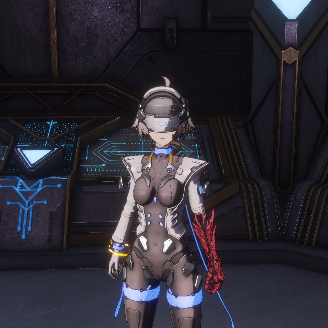 Gearedup_Fox's tweet photo. @mizukunokimi I was playing this game called AI Limit and there's an outfit that reminds me of your character design, like Hasumi with the hypno visor 🥰 I am a big fan of your artwork and games! https://t.co/3YMY3gcTuH