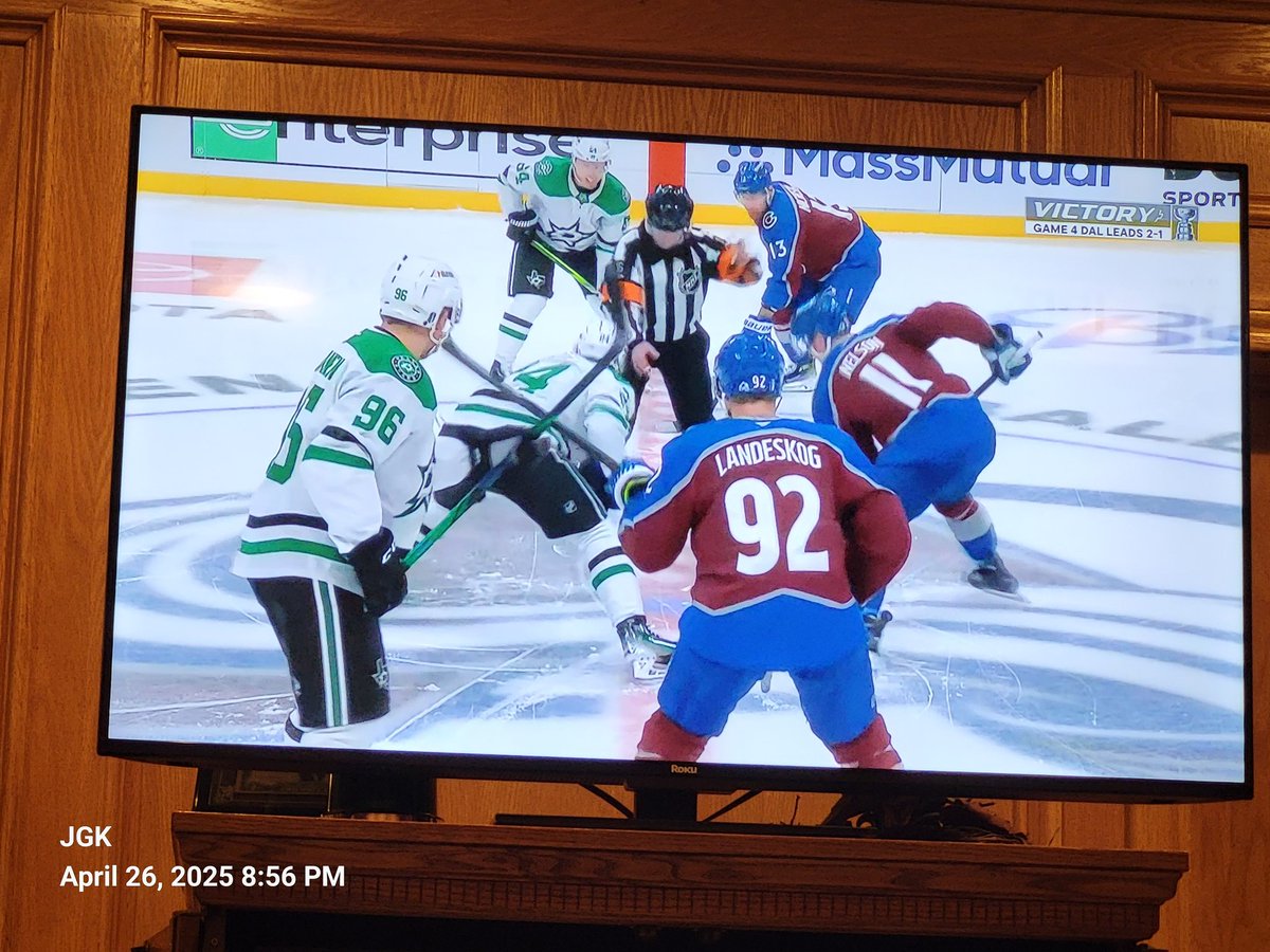 JonathanKetcham's tweet photo. And Game 4 between @DallasStars and @Avalanche begins.

#texashockey 
#DallasStars 
#DallasStarsDIEHARDS https://t.co/VRnYTgEME2