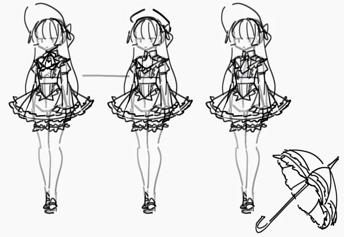 3/ Reverie Direction for Reverie's design was clear early on: elegant, intricate, and a little out of place. I wanted her to feel like a "pretty but mysterious intruder" in the school setting. The challenge was finding the right balance of intricacy. (4/6)