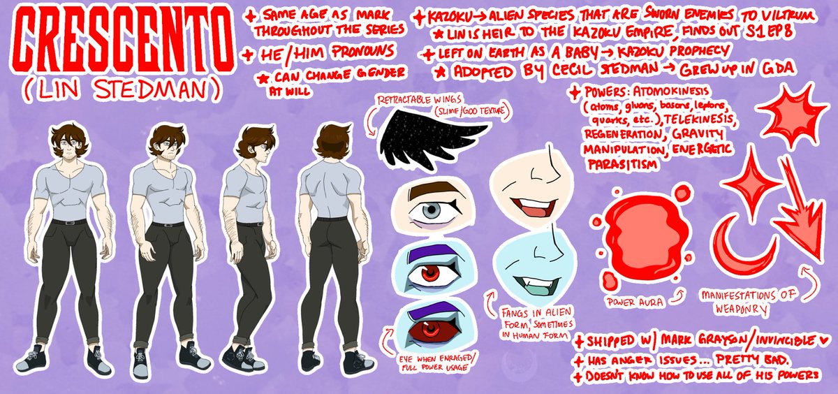 linnyphoenix's tweet image. UPDATED REF OF CRESCENTO / LIN STEDMAN (INVINCIBLE AU)

This took way longer than it should have…but he’s finally done 🌙✨

#INVINCIBLE #invincibleoc #invincibleart #invinciblefanart #INVINCIBLESeason3 #yumetwt #yumeship