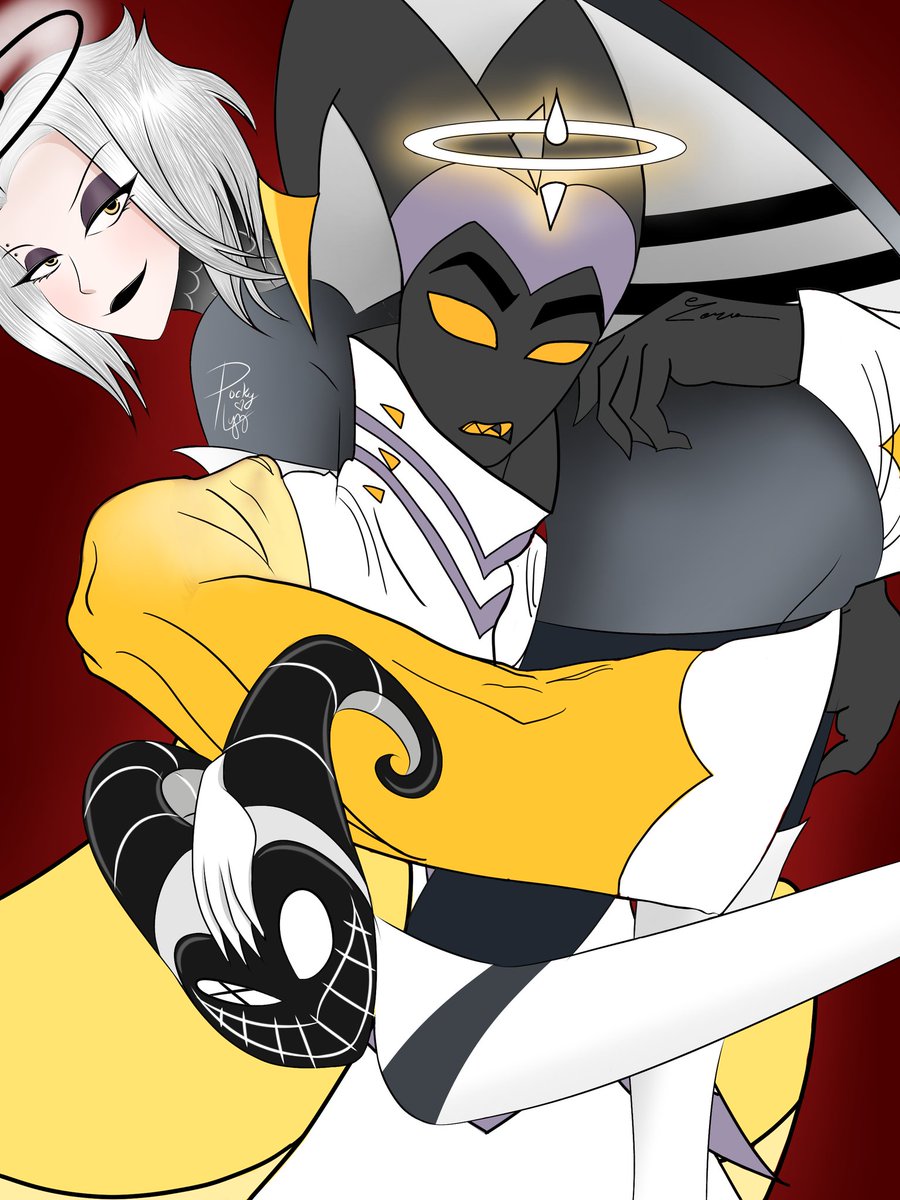 pockylyz's tweet photo. An awesome collab with the talented @ZERROs_Art 🤍🩶🖤
#GuitarSpear #HazbinHotel #AdamxLute #Lute #Adam #FirstMan #HellIsForever #hazbinhotelfanart #LutexAdam #Art #fanart https://t.co/Mt9IF7CNzq