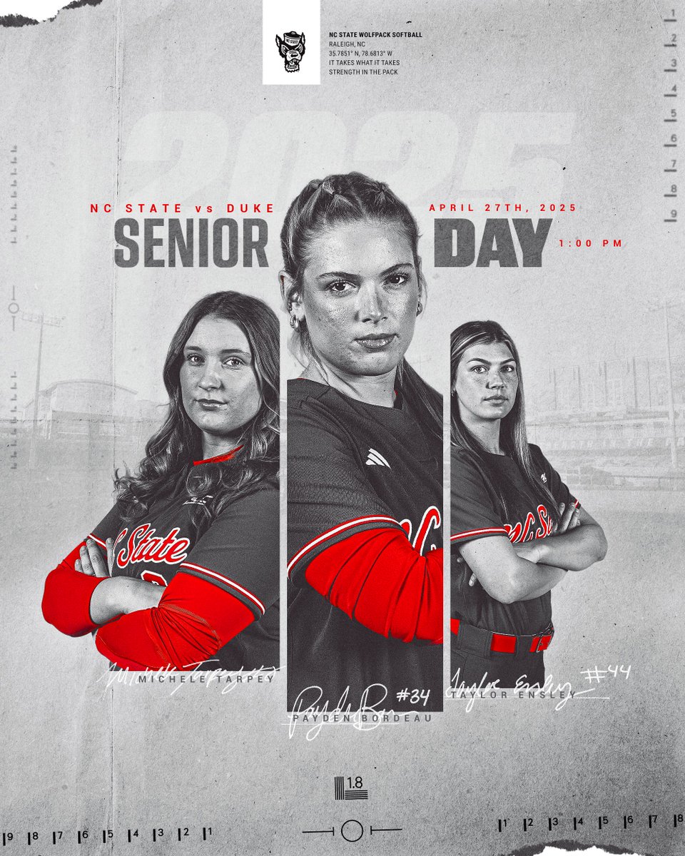 PackSoftball's tweet photo. Rubber match for Senior Day part two! 

🆚 No. 21/18 Duke
⏰ 1pm
📍 Dail Softball Stadium
💻 ACCNX
📊 https://t.co/xkez01G0hn https://t.co/DqdiGXCIYL