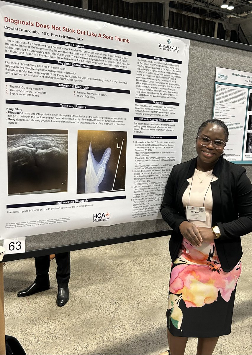 CrysDuncombe21's tweet photo. I was pleased to share my poster, “The Diagnosis Does Not Stick Out Like A Sore Thumb” at this year’s American Medical Society for Sports Medicine (AMSSM) conference in Kansas City, MO, themed “Elevate the Field: Inspiring Innovation in Sports Medicine.” https://t.co/sYIbIwOL6D