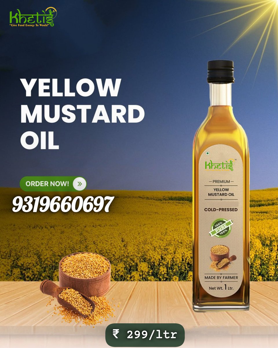 OKhetis's tweet photo. Cold Pressed.
Yellow Mustard Oil.
*Preservative Free 
#khetis https://t.co/w7xhHLw2sR