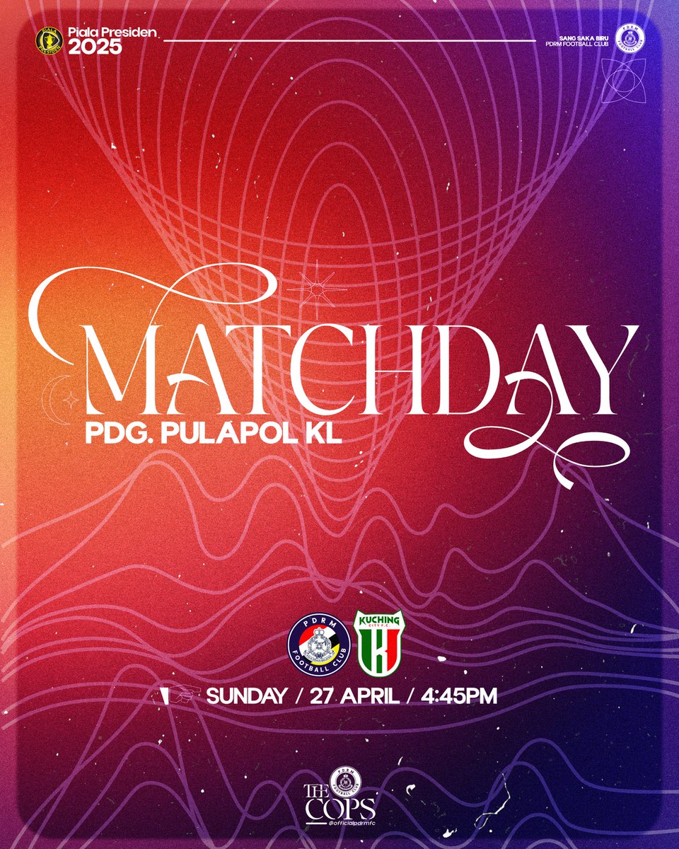 pdrmfcmy's tweet photo. ⚽️| MATCHDAY! Our first match in #PialaPresiden2025 as we face off against Kuching City FC at Pulapol KL. Let’s do this our way, #UpTheCops! 🔵⚪️ 

— Sunday, 27 April | Kick-off 4:45 PM.

#pdrmfc #upthecops #sangsakabiru https://t.co/hEwpi9z5hp