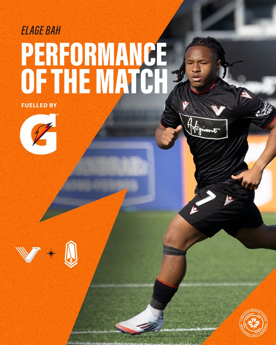 Elage Bah of <a href="/vanfootballclub/">Vancouver FC</a> picks up the <a href="/Gatorade/">Gatorade</a> Performance of the Match ⚡

#CanPL