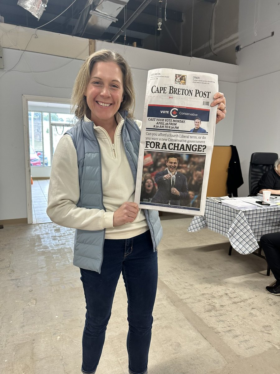 nnamanley's tweet photo. I hope you all saw the cover of the @capebretonpost this morning! Vote for change. Vote Conservative. https://t.co/He6q47RMbO