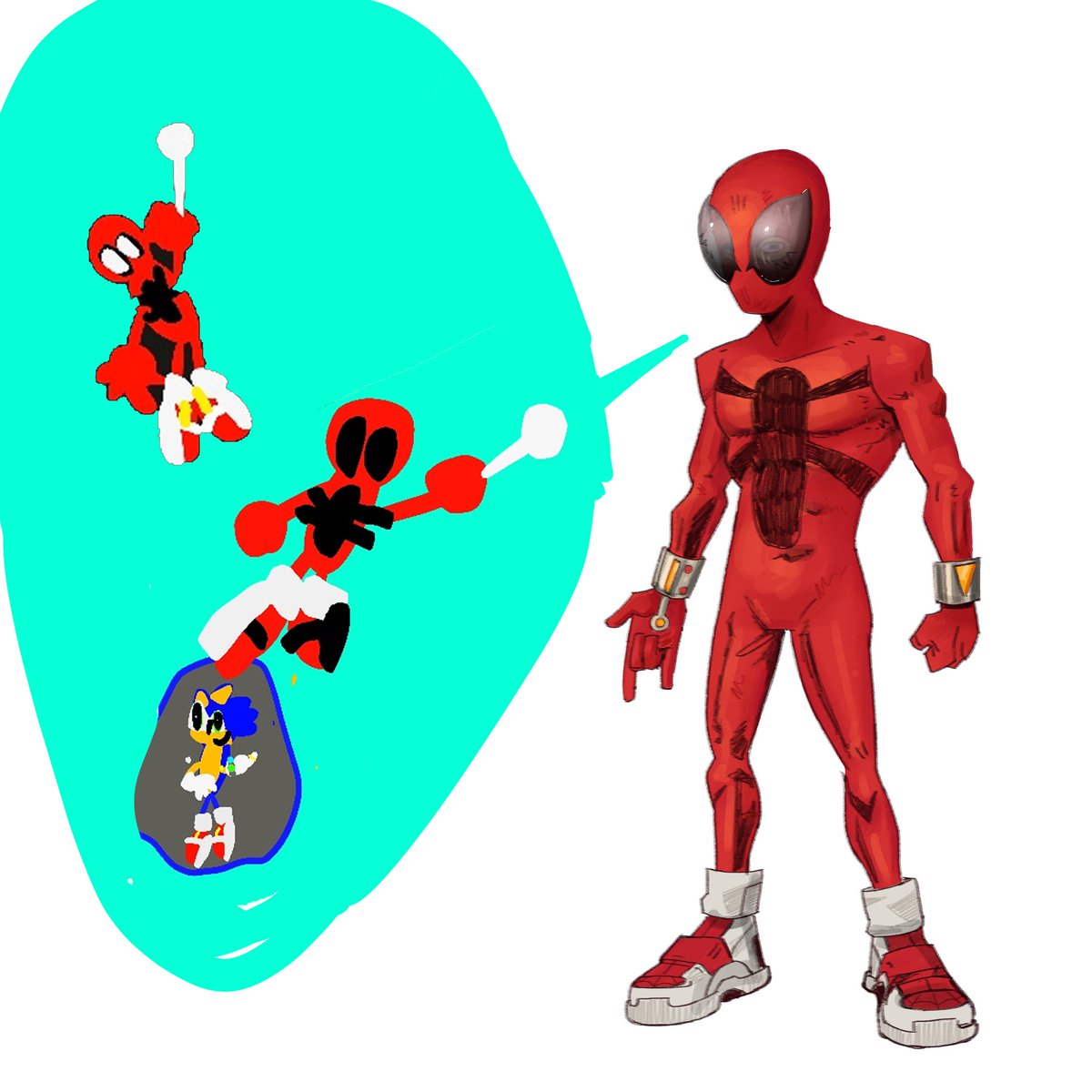 My 4 year old drew his spider sona and asked me to redraw it. Here’s a sketch of what his character might look like lol