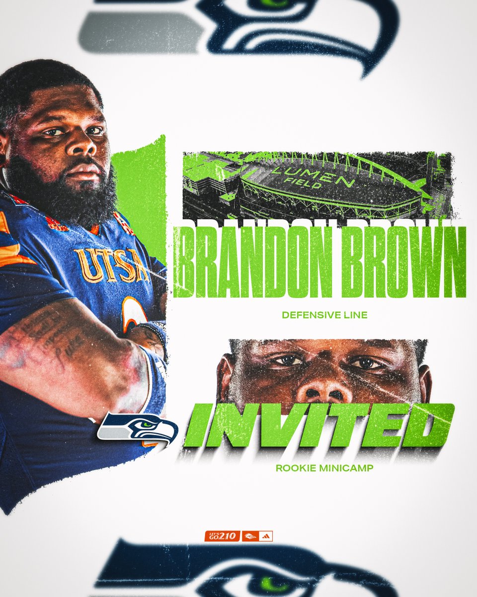 UTSA Football ๐ (@utsaftbl) on Twitter photo From the #210TriangleOfToughness to the Emerald City.
<a href="/Brandonbrown_90/">B.BROWN 2๐ญ</a> has been invited to <a href="/Seahawks/">Seattle Seahawks</a> rookie minicamp!
#BuiltByUTSA | #BirdsUp ๐ค From the #210TriangleOfToughness to the Emerald City.
<a href="/Brandonbrown_90/">B.BROWN 2๐ญ</a> has been invited to <a href="/Seahawks/">Seattle Seahawks</a> rookie minicamp!
#BuiltByUTSA | #BirdsUp ๐ค