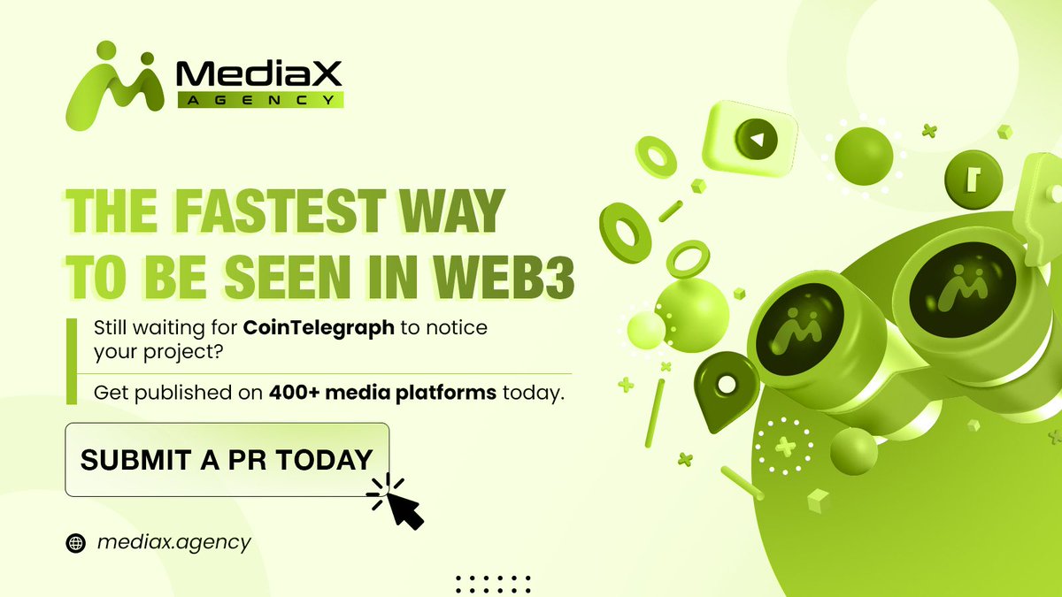 AgencyMediax's tweet image. Stop waiting. Start winning. Get published on 400+ platforms today!
Submit your PR now with MediaX.Agency, Your fastest route to Web3 visibility!
🔗 Visit: mediax.agency
#Web3PR #FintechMarketing #BlockchainPR #MediaOutreach #StartupGrowth #PRStrategy…
