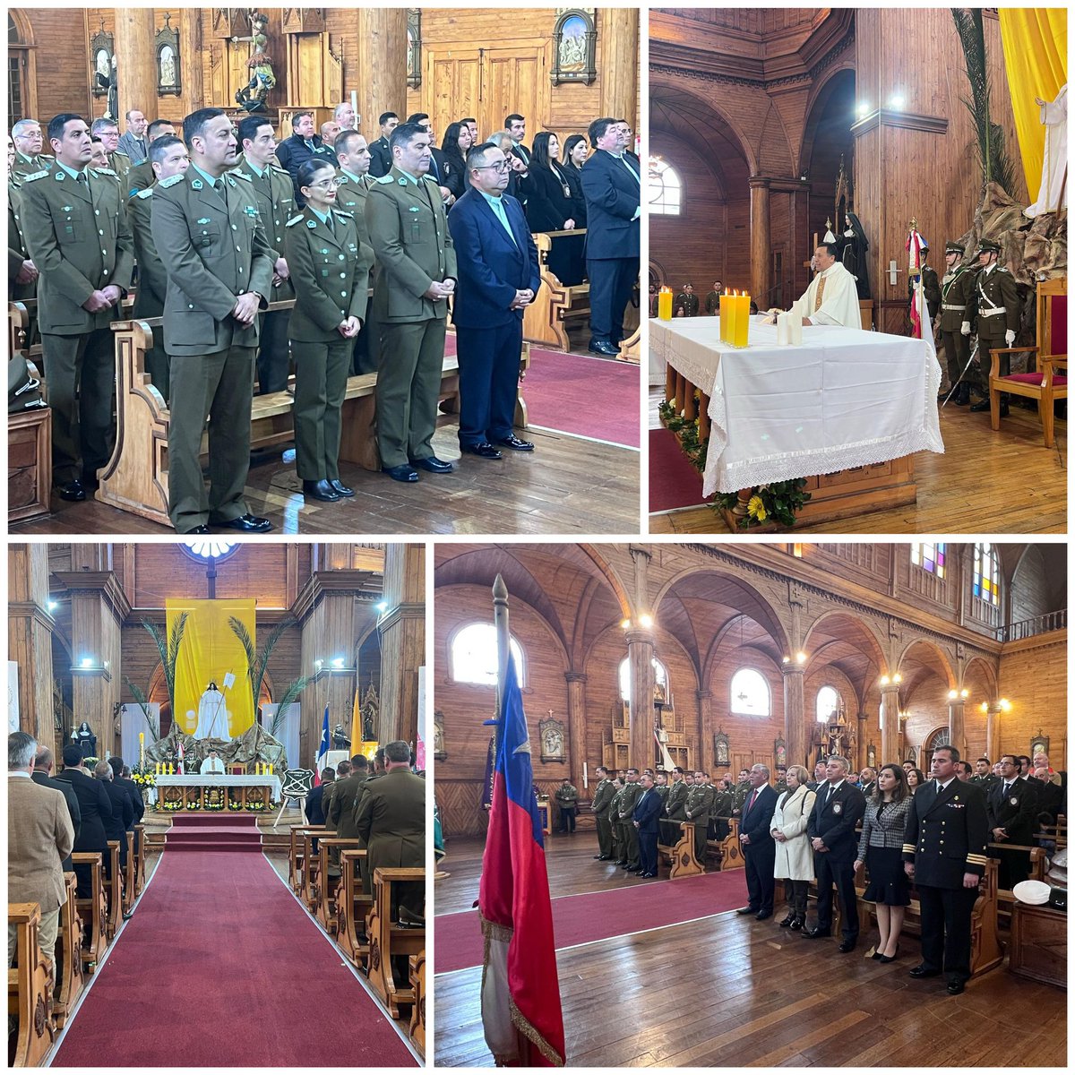 En #Castro, autoridades comunales y delegaciones de distintas instituciones participaron en la misa de acción de gracias con motivo del 98° aniversario de Carabineros de Chile. 🤝 #CarabinerosDeTodos