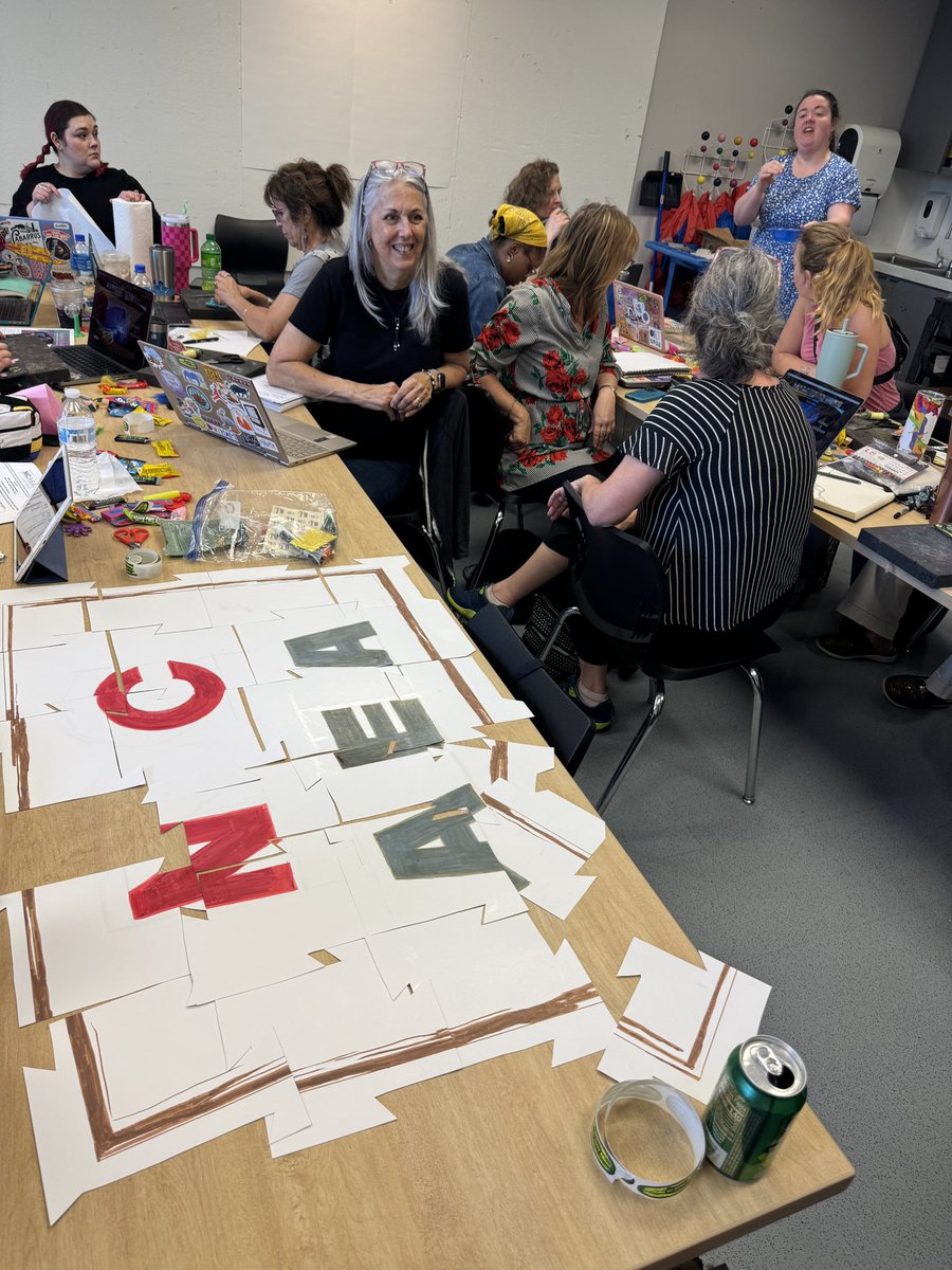 NCArtEdA's tweet photo. We reviewed the characteristics of a good leader through a watercolor-resist, collaborative art project. #NCAEA #SpringRetreat https://t.co/nOg0p9Trqg