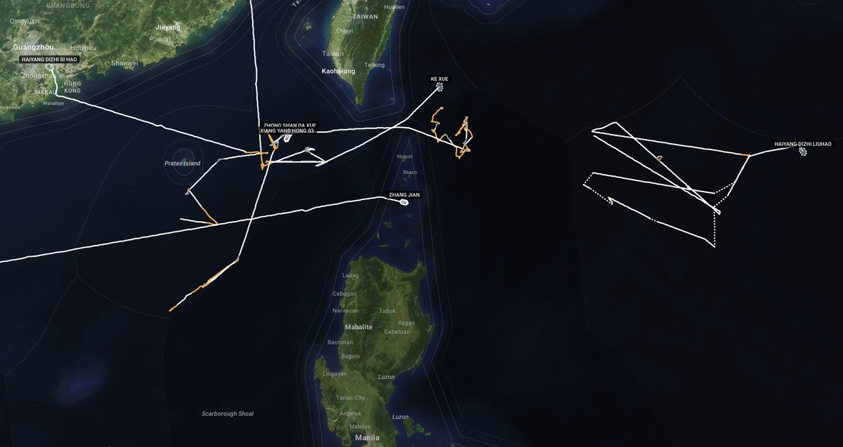 👀🇨🇳#China's research ships very busy around the 🇵🇭#Philippines' northern province of Batanes this week, including one--the Zhang Jian--passing directly through right now. 
Also happening this week in Batanes: Exercise Balikatan &amp; 1st deployment of 🇺🇸NMESIS anti-ship missiles.🤔
