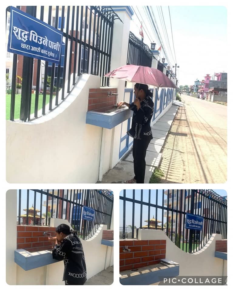 बटुवाहरूका लागि स्वच्छ पिउने पानी.. गर्मी बढेसँगै बाटो हिँड्ने मानिसहरूलाई सहज होस् भनेर तुलसीपुर, दाङका मोहन सुनारले आफ्नो घरको पर्खालमा नि:शुल्क शुद्ध पिउने पानीको व्यवस्था गरेका छन्। 

तस्बिर: विशाल विश्वकर्मा