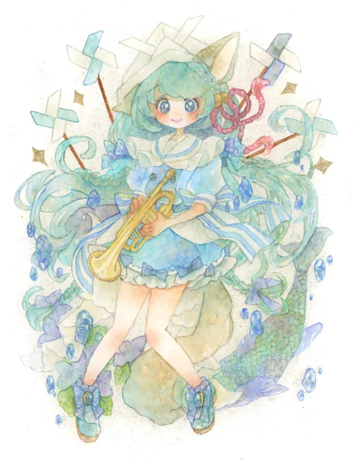 #GWアナログ絵祭り素敵なタグに参加させて頂きます透明水彩で動物や花と女の子であふれる世界を描いています。 