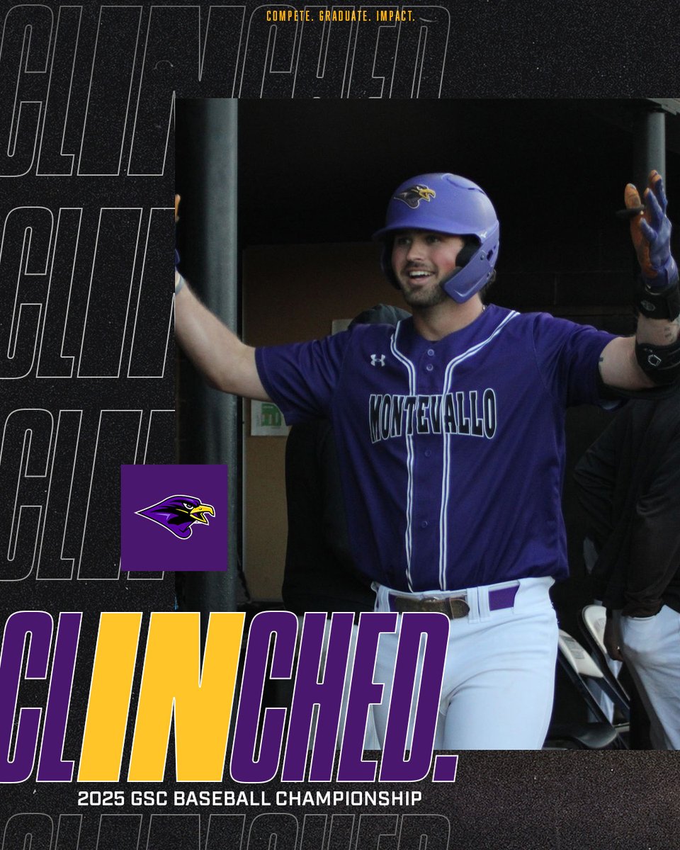 Gulf South Conference (@gulfsouth) on Twitter photo CLINCHED 🎟️
<a href="/UMoTownBaseball/">Montevallo Baseball</a> has clinched a spot in the 2025 GSC Baseball Championship!
#GSCbase | #GSCchamp | #RoadToOxford CLINCHED 🎟️
<a href="/UMoTownBaseball/">Montevallo Baseball</a> has clinched a spot in the 2025 GSC Baseball Championship!
#GSCbase | #GSCchamp | #RoadToOxford