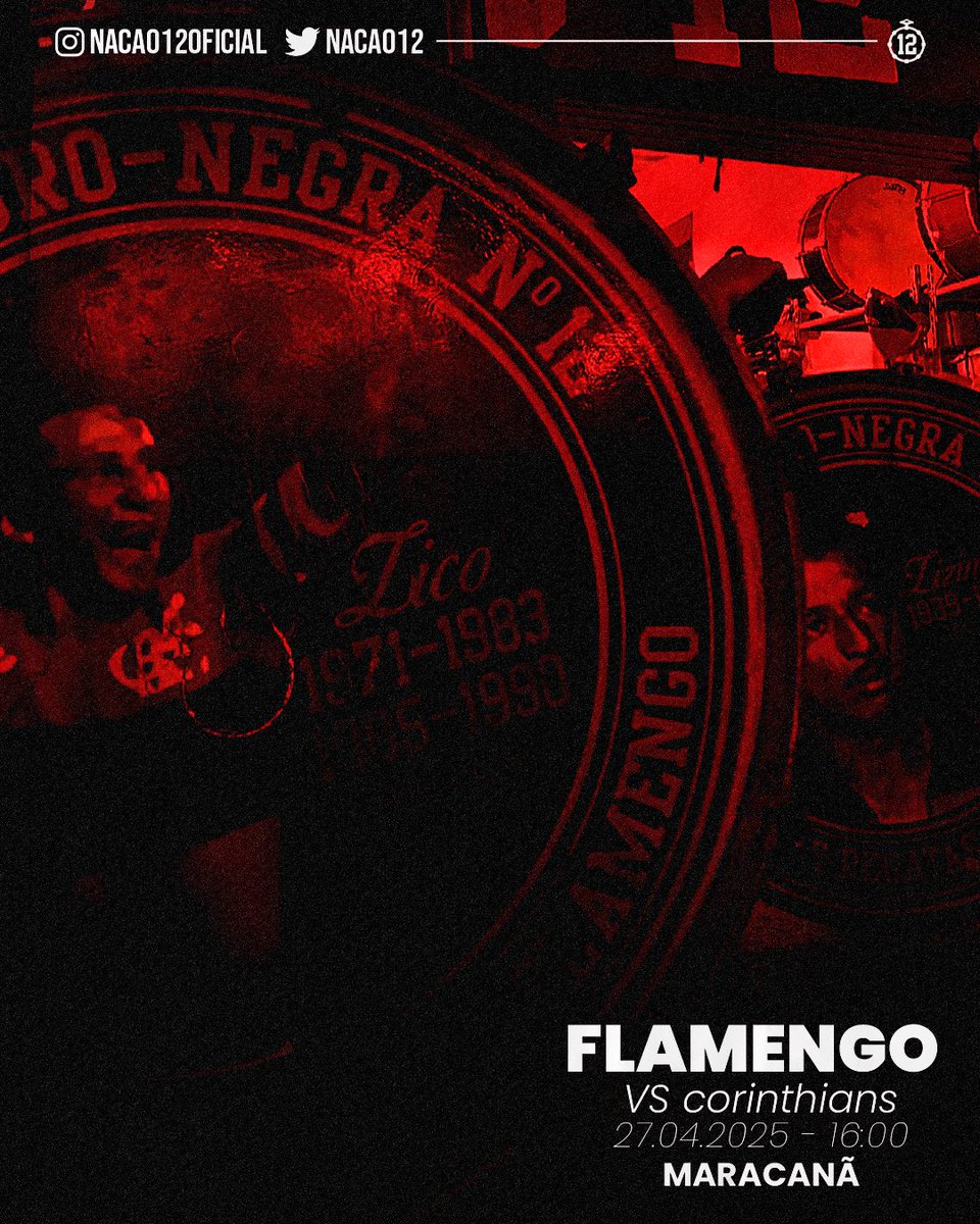 Nacao12's tweet photo. DIA DE @FLAMENGO!

Estamos na 6ª rodada e um título é construído por cada passo, cada jogo disputado. Hoje enfrentamos o Corinthians em casa, e vamos pra cima em busca dos 3 pontos! Precisamos dar tudo na arquibancada pra que o time dê tudo em campo. 

VAMOS RUBRO-NEGRO!

🎶 Eu sou Flamengo, sou do clube mais querido
Com sol ou chuva, eu tô aqui pra te apoiar 🎶

#Nação12
#Nadanospara
#Flamengo

☝🏾✌🏾🥁🚩🏴