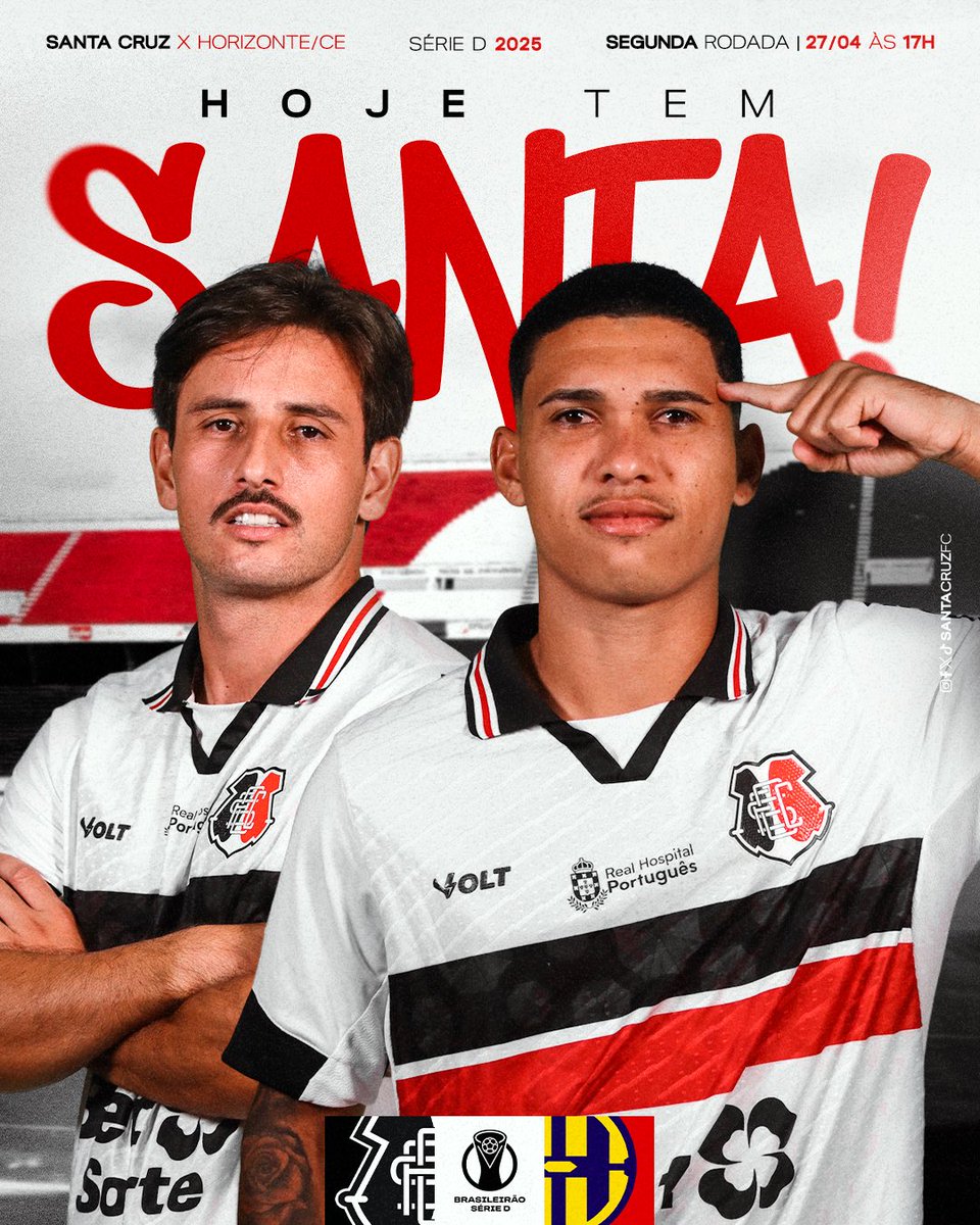 SantaCruzFC's tweet photo. HOOOOOOOOOJE TEEEEEEEM SAAAAAAAAANTAAAAAAAAAAAAAAAA! 🐍⚫️⚪️🔴

⚽️| Santa Cruz 🆚 Horizonte
🏆| Série D
⌚️| 17h
🏟️| Arruda

#SejaSócio https://t.co/frcasl11Yn