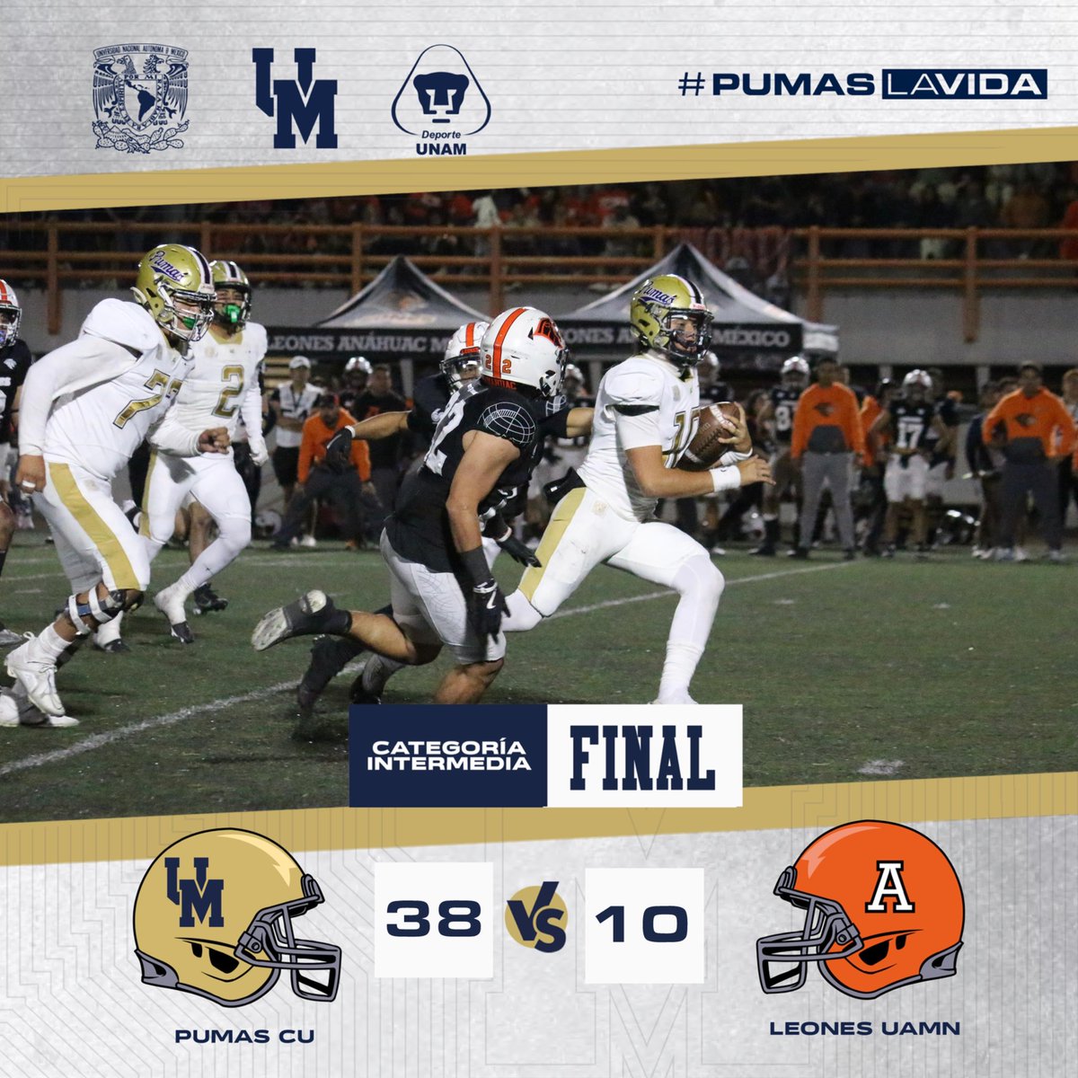 🏈Pumas CU vs Leones UAMN 
🏟️Marcador final🔥#Intermedia2025 

#PumasLaVida #SoyDeporteUNAM